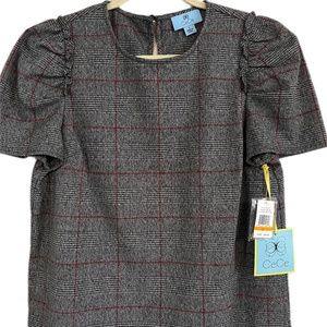 CeCe Plaid Blouse